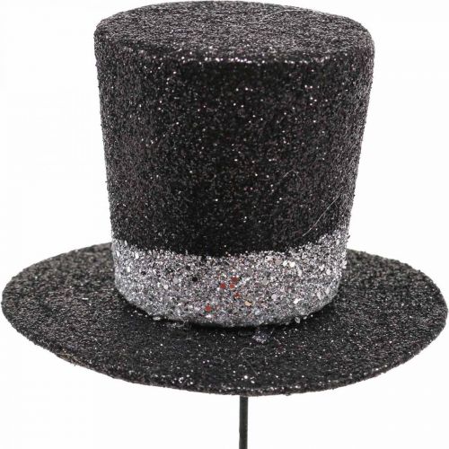 Artikel Nyårsafton dekoration cylinderhatt dekorativ plugg glitter 5cm 12 st