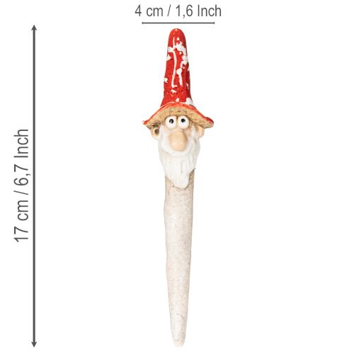 Dvärgfigur att klistra in, med långt skägg och svamphatt, dekoration, 17 cm, 2 stycken | Floristik24.se