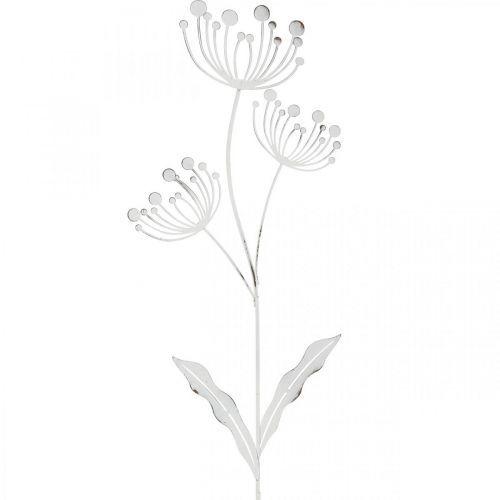 Vårdekoration, deco plug flower shabby chic vit, silver L87cm B18cm