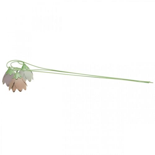 Floristik24 Trädgårdsstakar metall dekorativa blommor rosa lila vit L58cm 3st