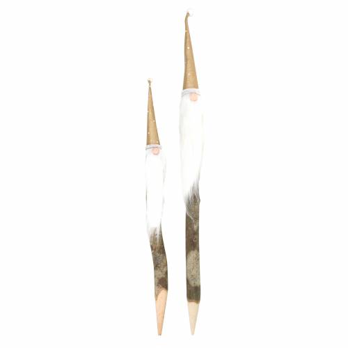 Floristik24 Träproppssats Gnome med skägg av naturlig gren Ø3 / 3,2 cm L44 / 59 cm 2 st