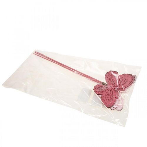Artikel Trädgårdsstake fjäril metall rosa H30cm 6st