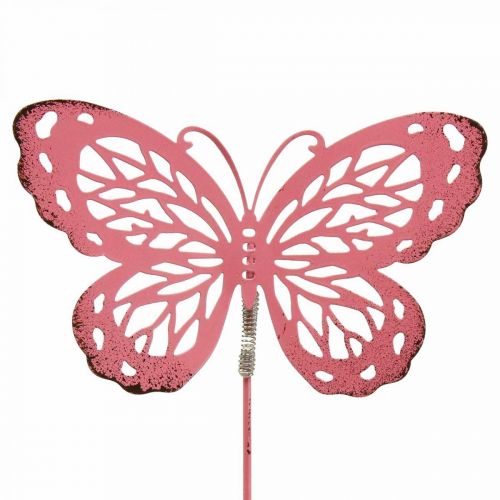 Artikel Trädgårdsstake fjäril metall rosa H30cm 6st
