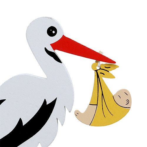Floristik24 Plug stork med baby 10cm L28cm 14st