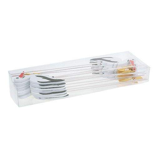 Floristik24 Plug stork med baby 10cm L28cm 14st