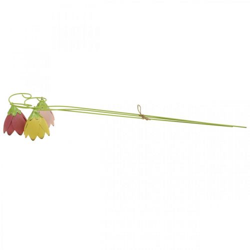 Floristik24 Trädgårdsstakar metall dekorativa blommor rosa rosa gul L58cm 3st