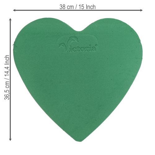 Artikel Blommigt skumhjärta 38×36,5 cm vått blommigt skum grönt 2 stycken