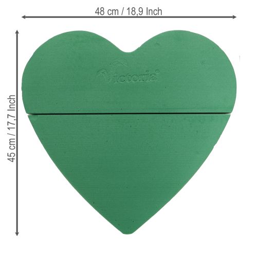 Artikel Blommigt skumhjärta stort vått blommigt skum grönt 48cm 2 st