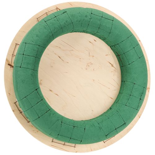 Blommig skumkrans på trä våt blommig skum grön Ø29cm