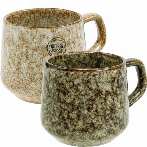 Artikel Mugg av stengods med handtag brun, beige 9,5cm 2st