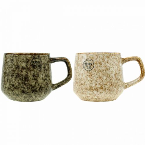 Floristik24 Mugg av stengods med handtag brun, beige 9,5cm 2st