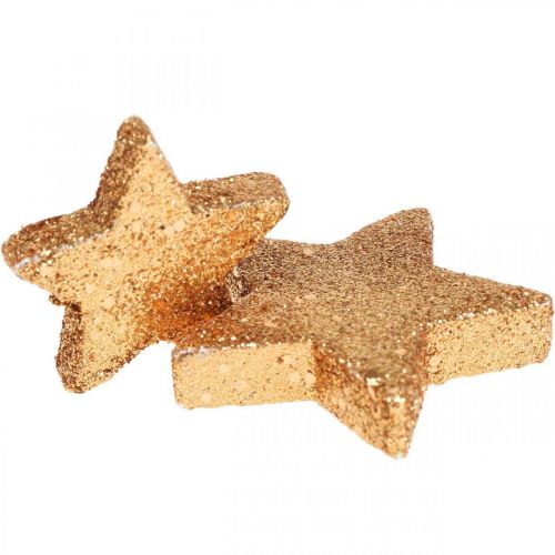 Floristik24 Strödekoration Julstjärnor glitter/orange Ø4/5cm 40p