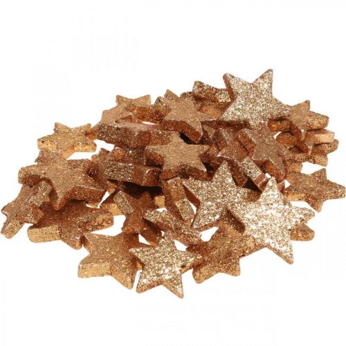 Floristik24 Strödekoration Julstjärnor glitter/orange Ø4/5cm 40p