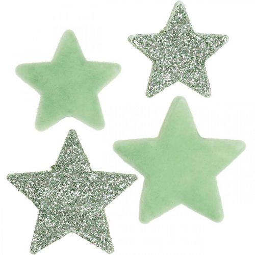 Floristik24 Scatter dekoration Julstjärnor scatter stars grön Ø4/5cm 40p