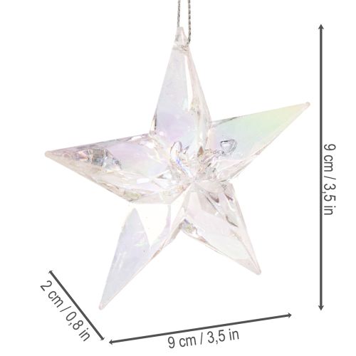 Dekorativa stjärndekorationer, skimrande klar akryl, julgransdekorationer, 9 cm, 6 stycken | Floristik24.se