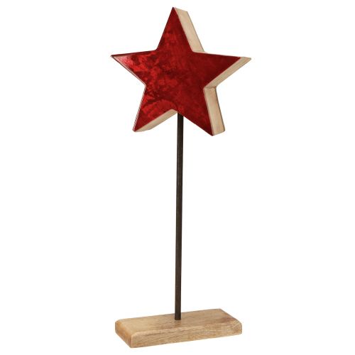 Artikel Stjärndekoration naturröd med stång på bas 20x9,5x50cm