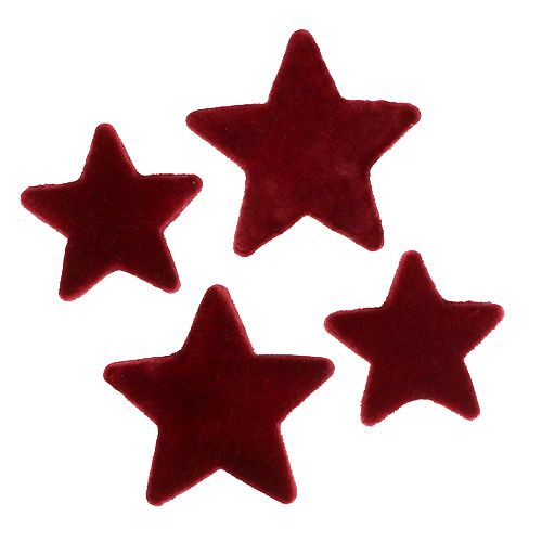 Artikel Juldekoration stjärnor bordeaux flockad bordsdekoration 4–5cm 40 st
