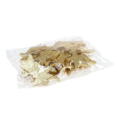 Floristik24 Stjärnor guld 6,5 cm med glimmer 36st