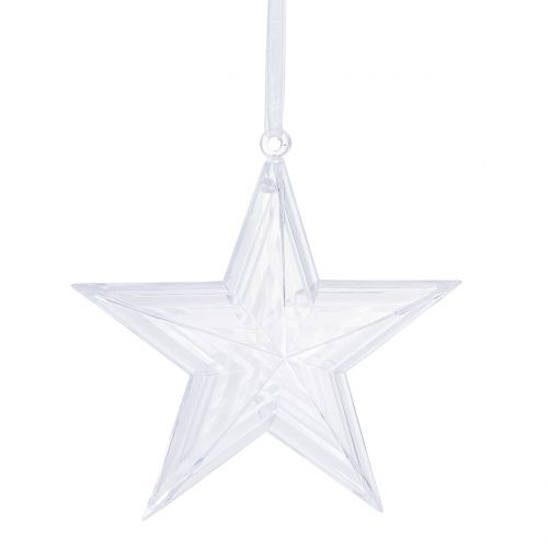Artikel Stjärna för upphängning av plast klar julgranspynt 12cm 6st
