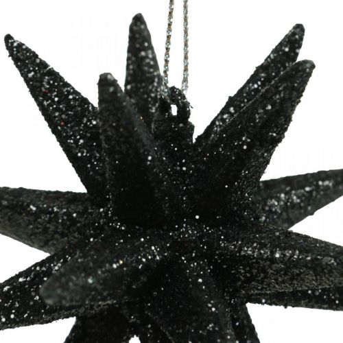 Artikel Juldekorationsstjärnor att hänga upp svart Ø7,5cm 8st