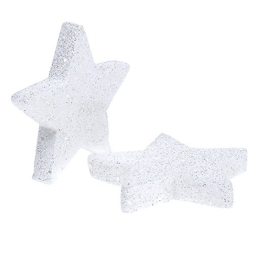 Stjärnor vit 6,5 cm med glimmer 36st
