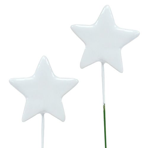 Floristik24 Stjärna på tråd 5cm vit 48 st