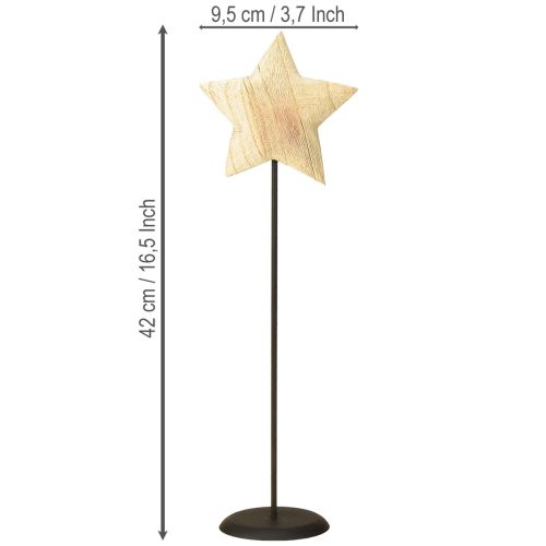 Artikel Stjärna av trä, stående bordsdekoration av naturlig trästjärna H42cm