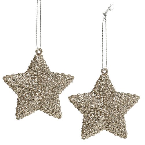 Floristik24 Stjärna med glimmerchampagne 7,5cm 12st