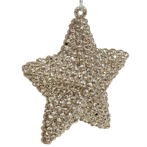 Floristik24 Stjärna med glimmerchampagne 7,5cm 12st