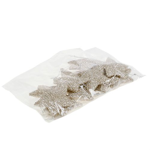 Floristik24 Stjärna med glimmerchampagne 7,5cm 12st