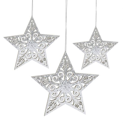Floristik24 Stjärnsilver för upphängning 8cm - 12cm 9st