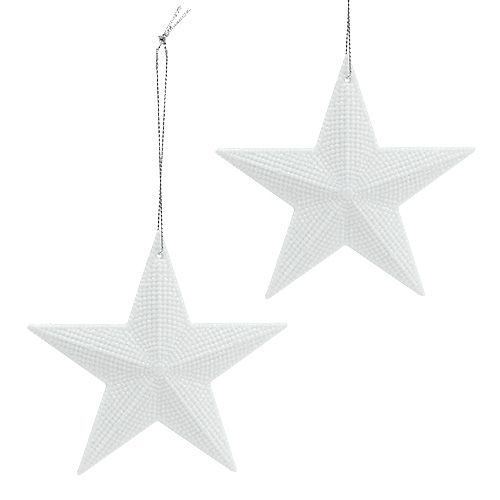 Floristik24 Stjärna att hänga vit 11cm L19cm 6st