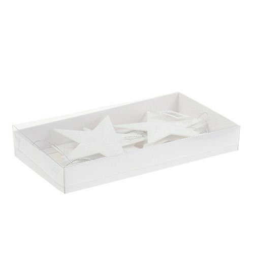 Floristik24 Stjärna att hänga vit 11cm L19cm 6st