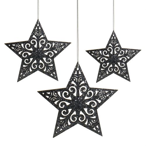 Artikel Julstjärna med ornament silvergrå assorterad 8cm - 12cm 9 st