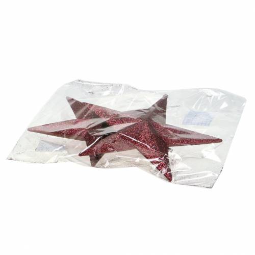 Artikel Dekorationshängare glitterstjärna vinröd 21cm 2st