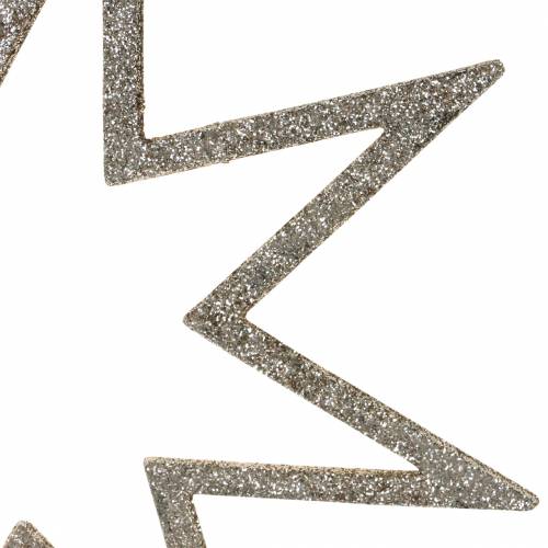 Floristik24 Juldekorationsstjärna Julgransdekorationer champagneglitter 22cm 12st