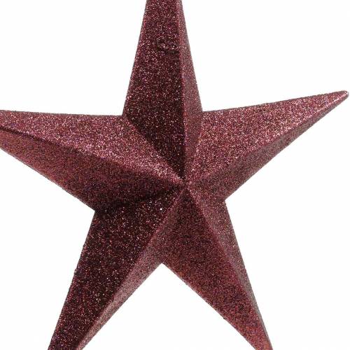 Floristik24 Glitterstjärna att hänga Burgundy Ø30cm