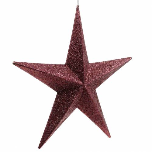 Floristik24 Glitterstjärna att hänga Burgundy Ø30cm
