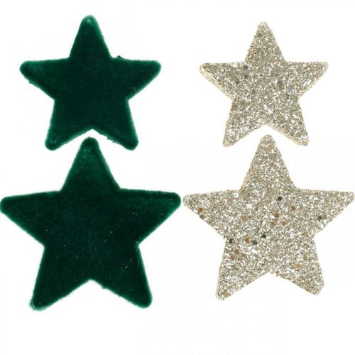 Stjärnströssel blanda grönt och guld jul 4cm/5cm 40p