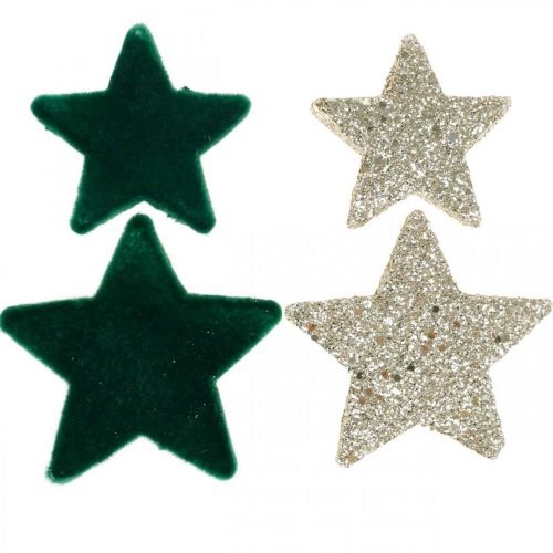 Floristik24 Star scatter dekoration mix grönt och guld jul 4cm/5cm 40 st