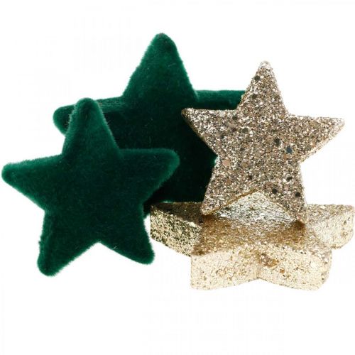 Floristik24 Star scatter dekoration mix grönt och guld jul 4cm/5cm 40 st