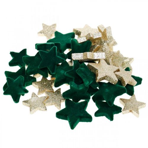 Floristik24 Star scatter dekoration mix grönt och guld jul 4cm/5cm 40 st