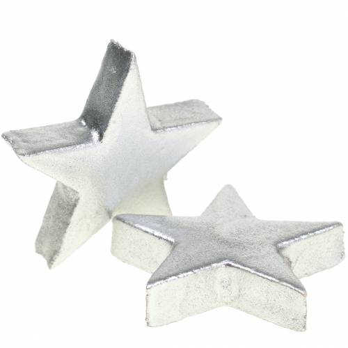 Artikel Dekorativa stjärnor silver 4cm 12st