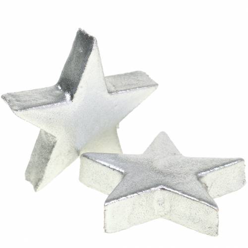 Floristik24 Dekorativa stjärnor silver 4cm 12st