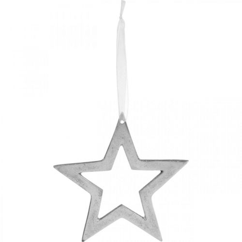 Floristik24 Stjärna för upphängning av juldekorationer i silver aluminium 15,5 × 15 cm