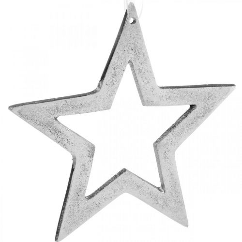 Floristik24 Stjärna för upphängning av juldekorationer i silver aluminium 15,5 × 15 cm