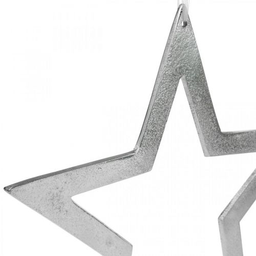 Floristik24 Dekorativ stjärna för att hänga silverdörr i aluminium Ø28cm