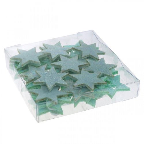 Artikel Dekorativa stjärnor för hantverk Mint självhäftande skumgummi 4cm 36st