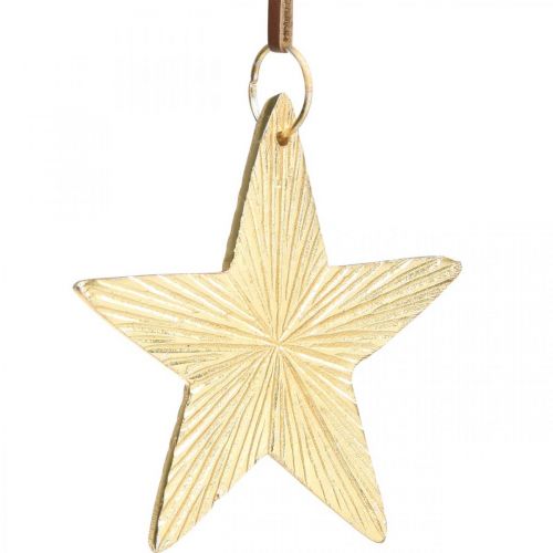 Artikel Stjärnor att hänga, metalldekorationer, julgransdekorationer gyllene 9,5 × 9,5cm 3st