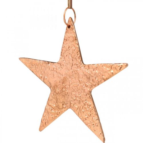 Artikel Dekorativ stjärna att hänga, adventsdekoration, metallhängen kopparfärgade 12 × 13cm 3st